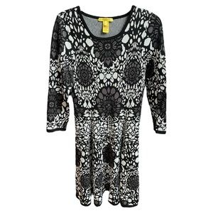 Catherine Malandrino Izzy Jacquard Floral Medallion Dress Black White Medium